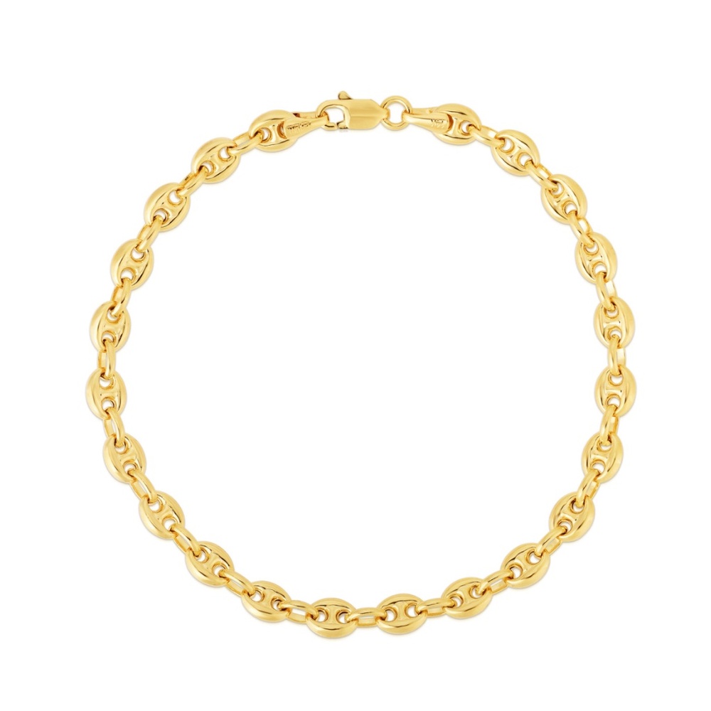 14K Solid Gold Puffy Link Bracelet